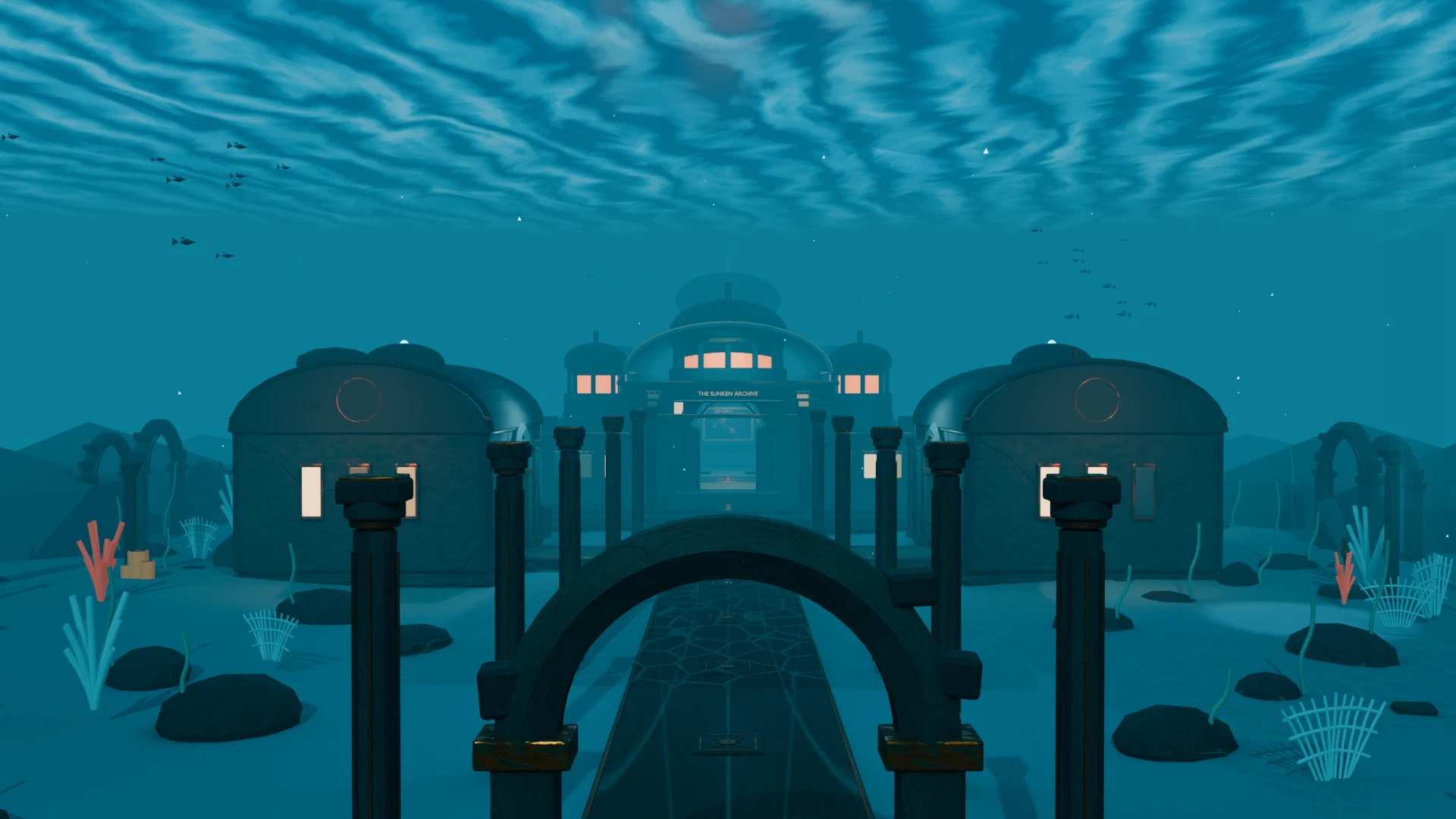 Blender 渲染的海底遗址档案馆全景
